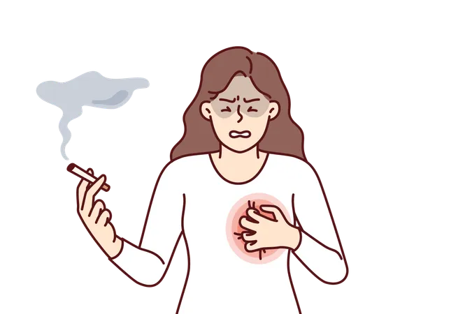 Une femme qui fume et souffre d'une maladie cardiaque doit abandonner la cigarette  Illustration