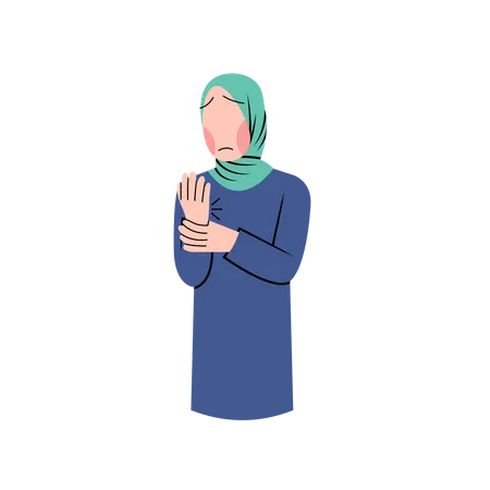 Femme musulmane souffrant de douleurs au poignet  Illustration