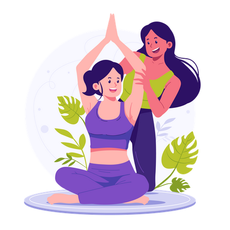 Femme pratiquant le yoga  Illustration