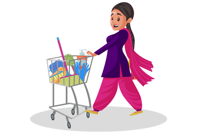 Femme punjabi indienne faisant du shopping  Illustration