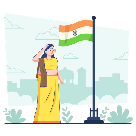 Femme saluant le jour de la république indienne  Illustration