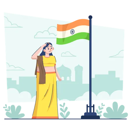 Femme saluant le jour de la république indienne  Illustration