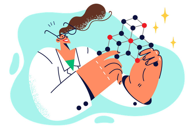 Scientifique travaillant sur la structure moléculaire de la chimie  Illustration