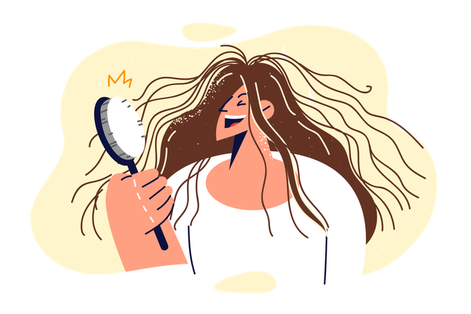 La femme se brosse les cheveux  Illustration