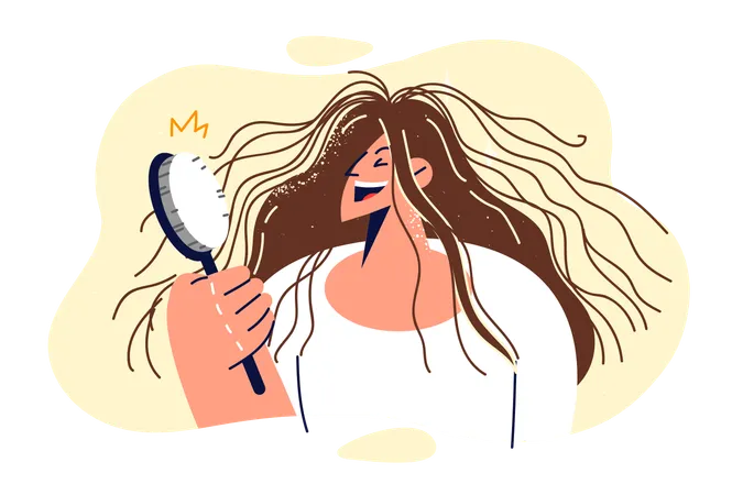 La femme se brosse les cheveux  Illustration