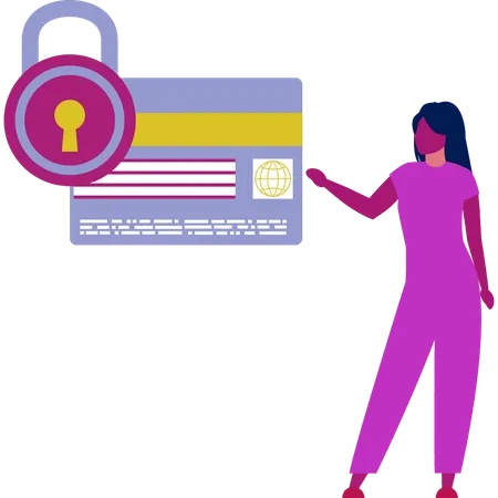 Femme se présentant pour une protection par carte de crédit  Illustration