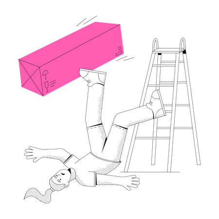 Une femme est tombée dans les escaliers  Illustration