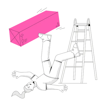 Une femme est tombée dans les escaliers  Illustration