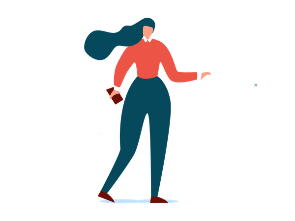 Femmes avec marche mobile  Illustration