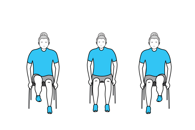 Femmes faisant de l'entraînement musculaire en étant assises sur une chaise  Illustration