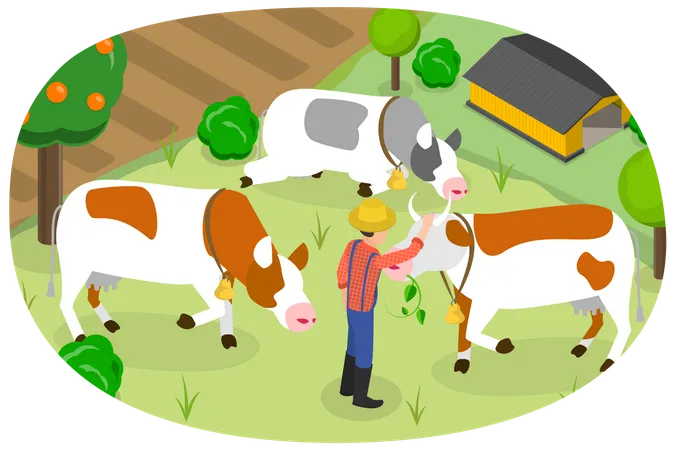 Ferme de vaches  Illustration