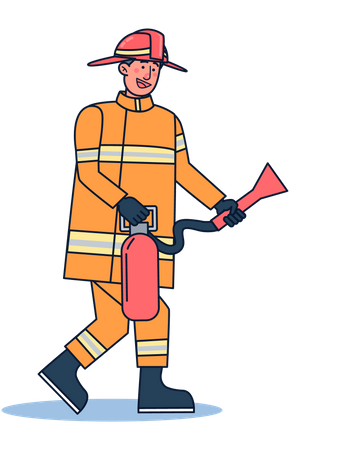 Feuerwehrmann mit Feuerlöscher  Illustration