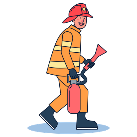 Feuerwehrmann mit Feuerlöscher  Illustration