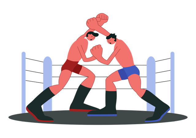 Fighters in Wrestling Boxing Competition  Illustration