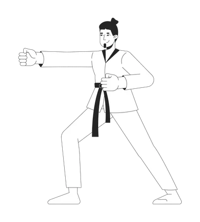 Fighting martial artist kimono man  Illustration