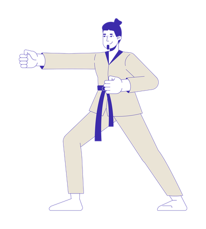 Fighting martial artist kimono man  Illustration