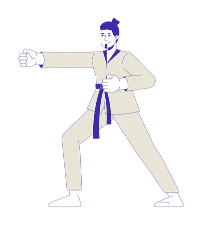 Fighting martial artist kimono man  Illustration