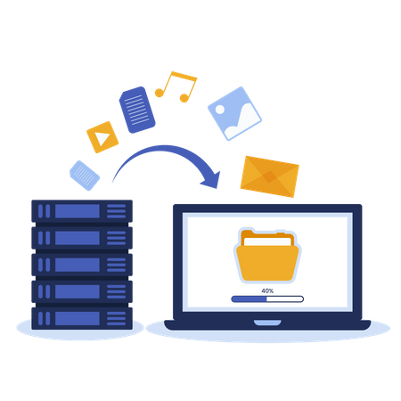File transfer from server to laptop  イラスト