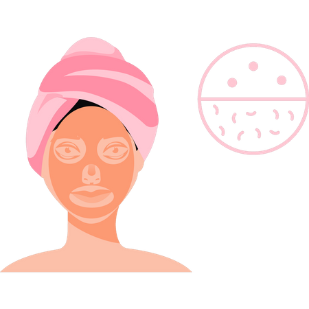 La fille a appliqué un masque de beauté sur son visage  Illustration