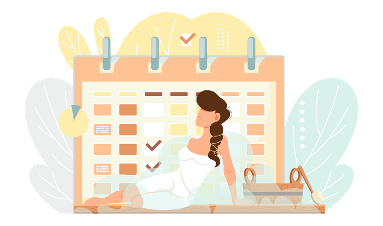 Fille avec horaire de sauna  Illustration