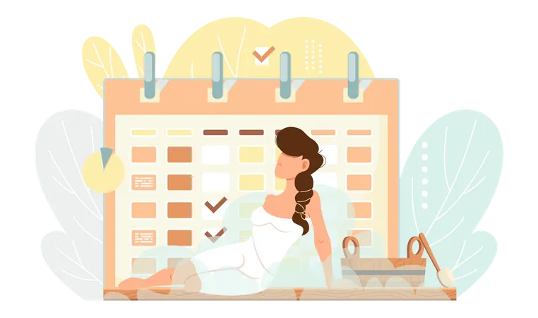 Fille avec horaire de sauna  Illustration