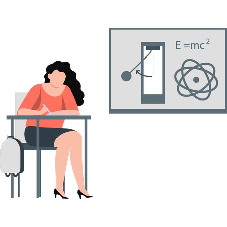 Une fille étudie la structure moléculaire  Illustration