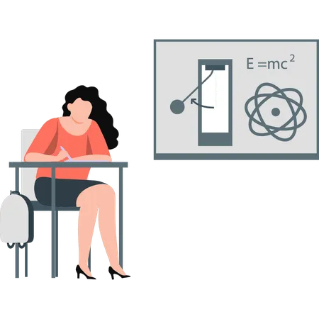 Une fille étudie la structure moléculaire  Illustration