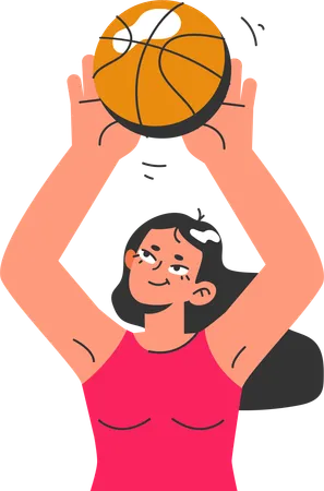 Fille jouant au basket-ball  Illustration