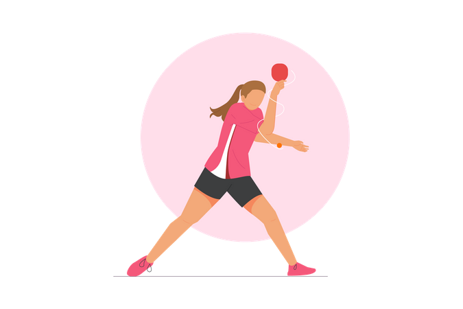 Fille jouant au tennis de table  Illustration