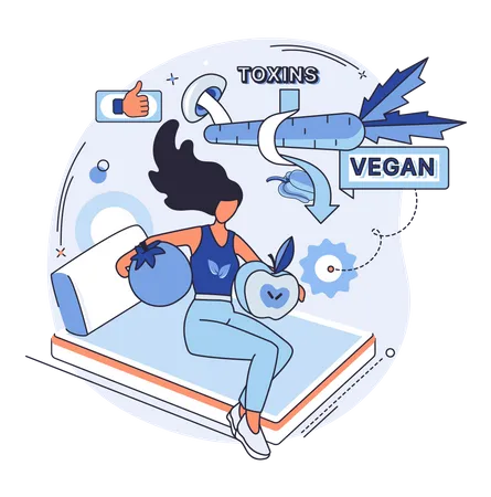 Fille mangeant des aliments sains  Illustration