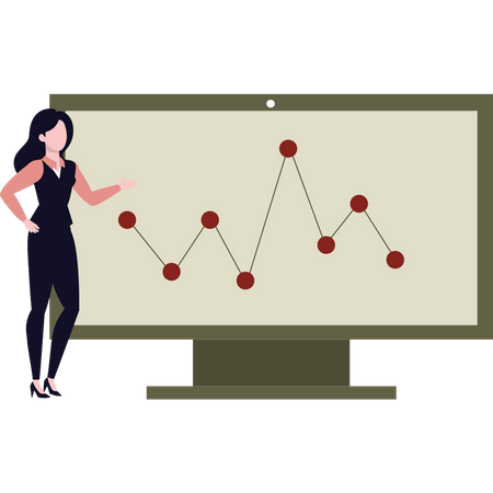 Fille montrant un graphique analytique  Illustration