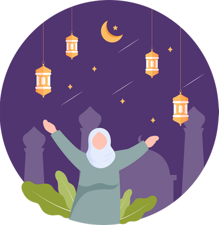 Fille musulmane appréciant le festival du Ramadan  Illustration