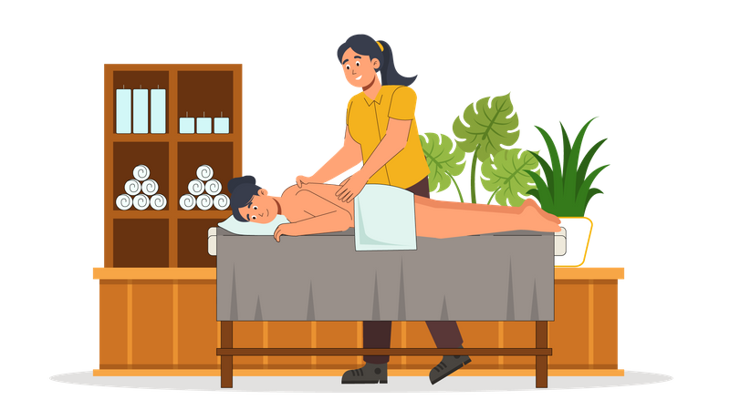 Fille recevant un massage spa  Illustration