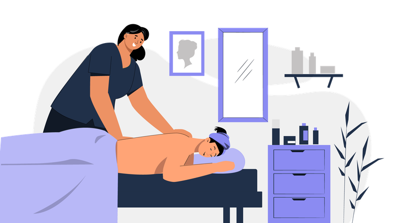 Fille prenant un massage corporel au spa  Illustration