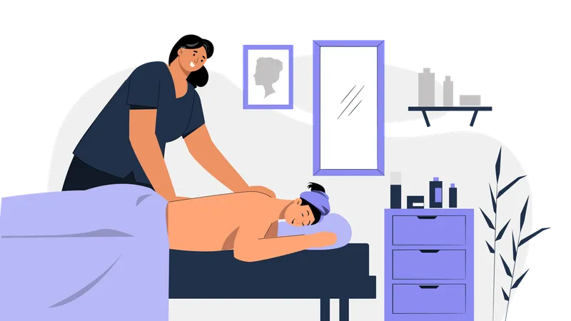 Fille prenant un massage corporel au spa  Illustration