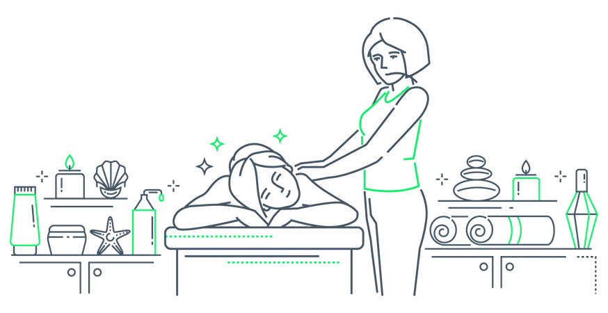 Fille recevant un massage au spa  Illustration