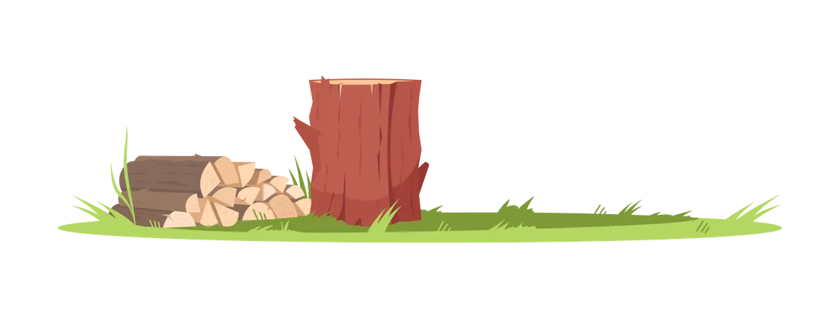 Firewood Stacked  Illustration