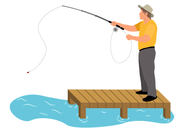 Fishing Person with Long Rod  Illustration