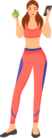 Fit girl holding fruits  イラスト