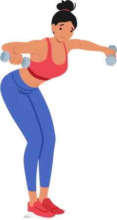 Fit woman lifting dumbbells with strength  Illustration