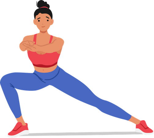 Fit woman performs lunges  イラスト