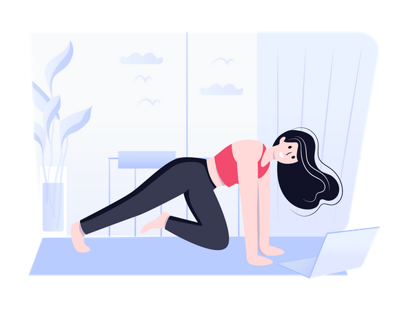 Fitness influencer doing online exercise  Illustration