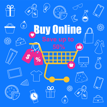 Flash sale on online shopping  일러스트레이션