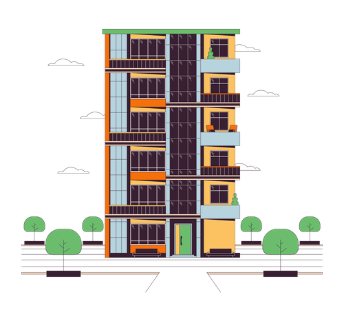 Flats apartment multistory  Illustration