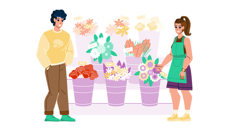 Flowers stall  일러스트레이션