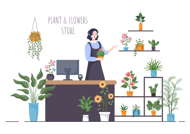 Flowers Store Owner  Illustration