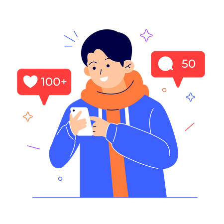 Follower Giving Like to Media Blogger  Illustration