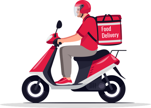 Food delivery on motorbike  Illustration