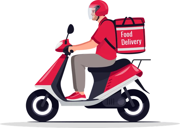 Food delivery on motorbike  Illustration