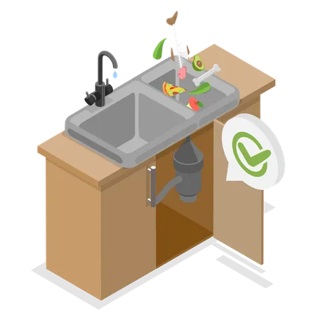 Food Waste Disposer, and Recycling Organic Garbage  Illustration